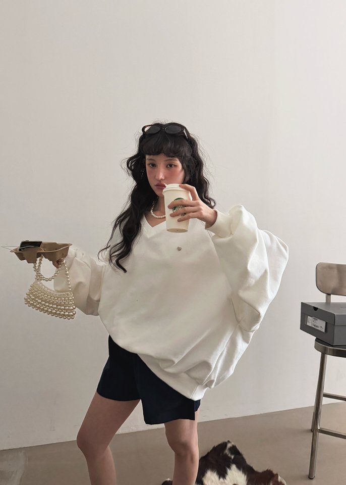 Amood - Korean Women Fashion - #pursuepretty - Double V Sweatshirt