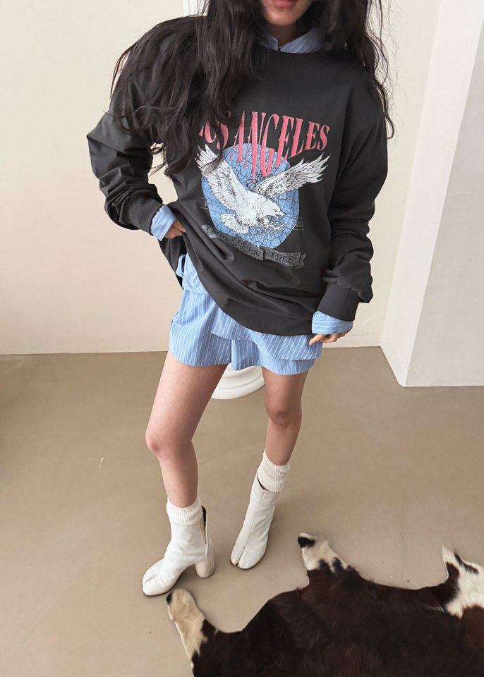 Amood - Korean Women Fashion - #restrostyle - Eagle Print Tee - 3
