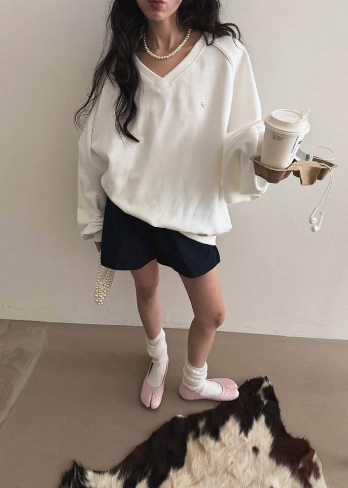Amood - Korean Women Fashion - #romanticstyle - Double V Sweatshirt - 4