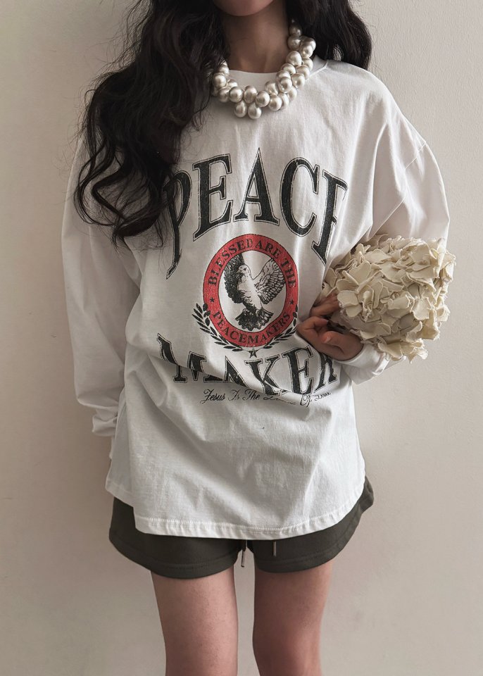 Amood - Korean Women Fashion - #womensfashion - Peach Print Tee