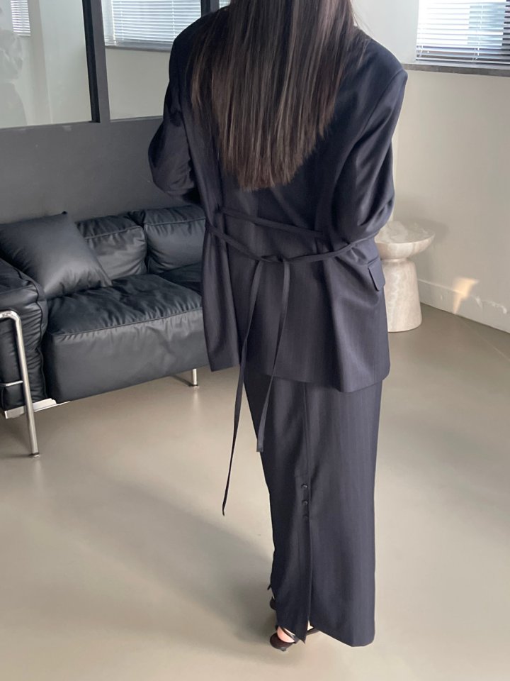 Another Avenue - Korean Women Fashion - #momslook - Stripe Belt Jacket - 9