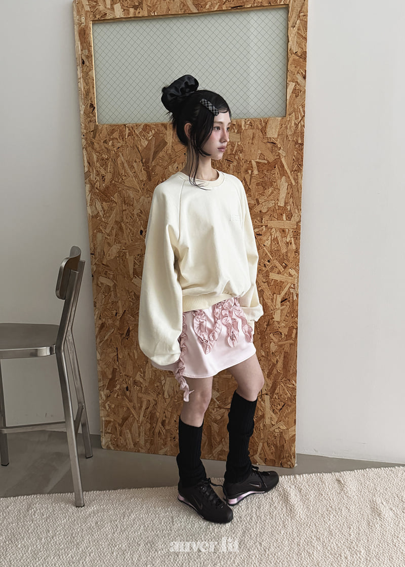 Auver_Fit - Korean Women Fashion - #womensfashion - Wappen Lace Raglan Sweatshirt - 4