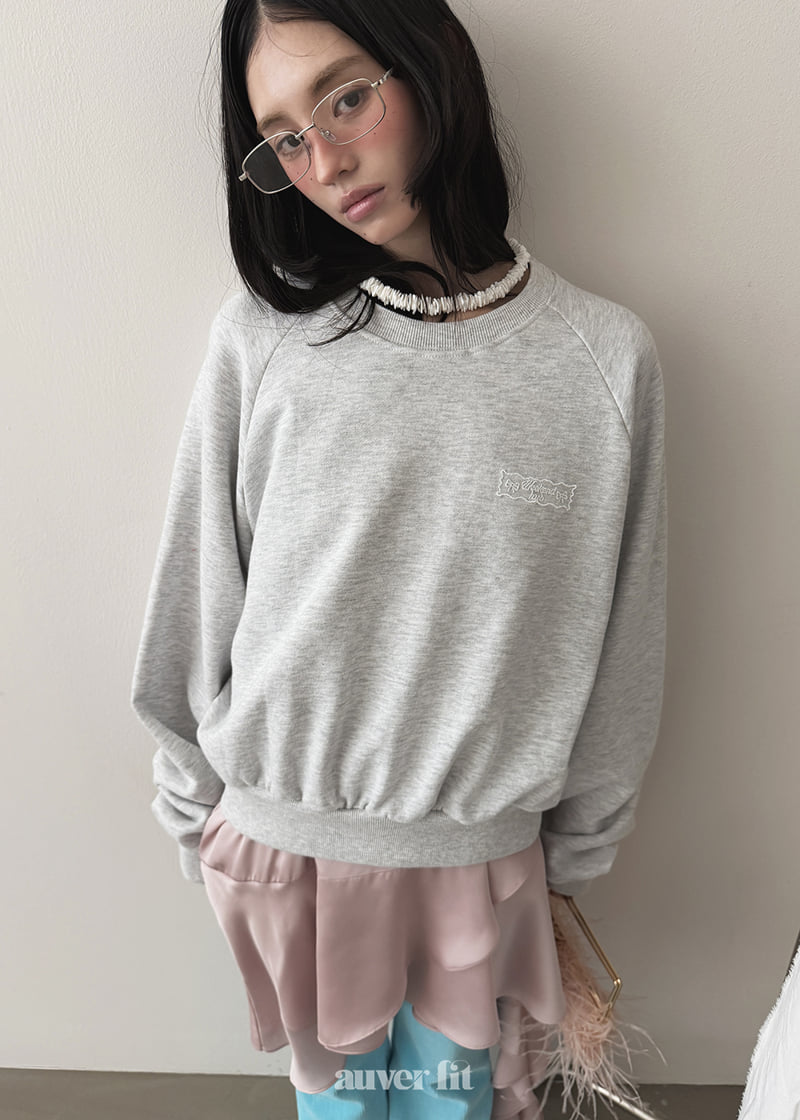 Auver_Fit - Korean Women Fashion - #momslook - Wappen Lace Raglan Sweatshirt - 6