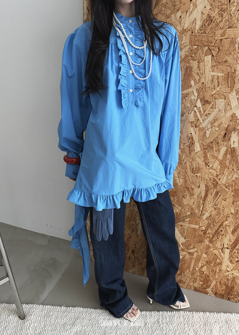 Auver_Fit - Korean Women Fashion - #momslook - Side Frill Blouse - 9