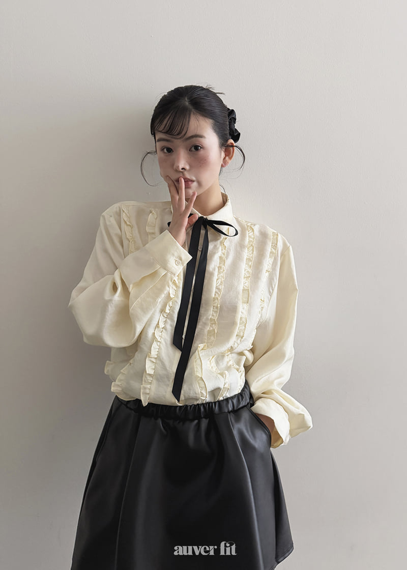Auver_Fit - Korean Women Fashion - #momslook - Ribbon Frill Blouse - 7