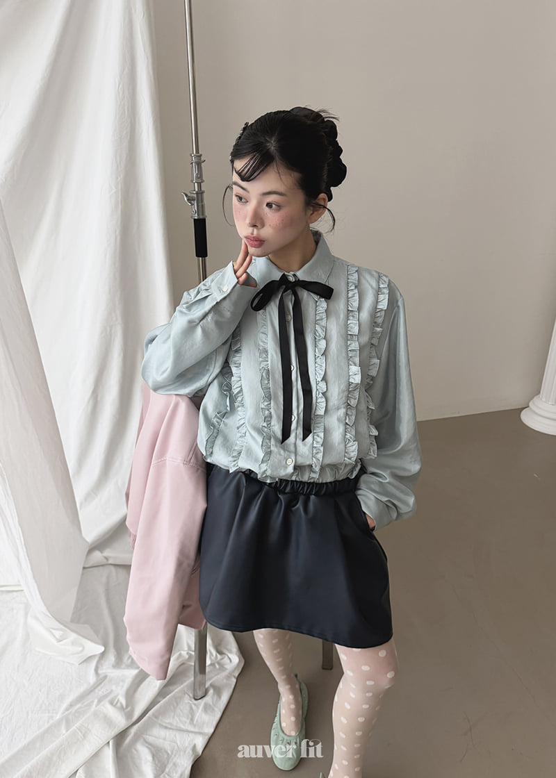 Auver_Fit - Korean Women Fashion - #momslook - Ribbon Frill Blouse - 9