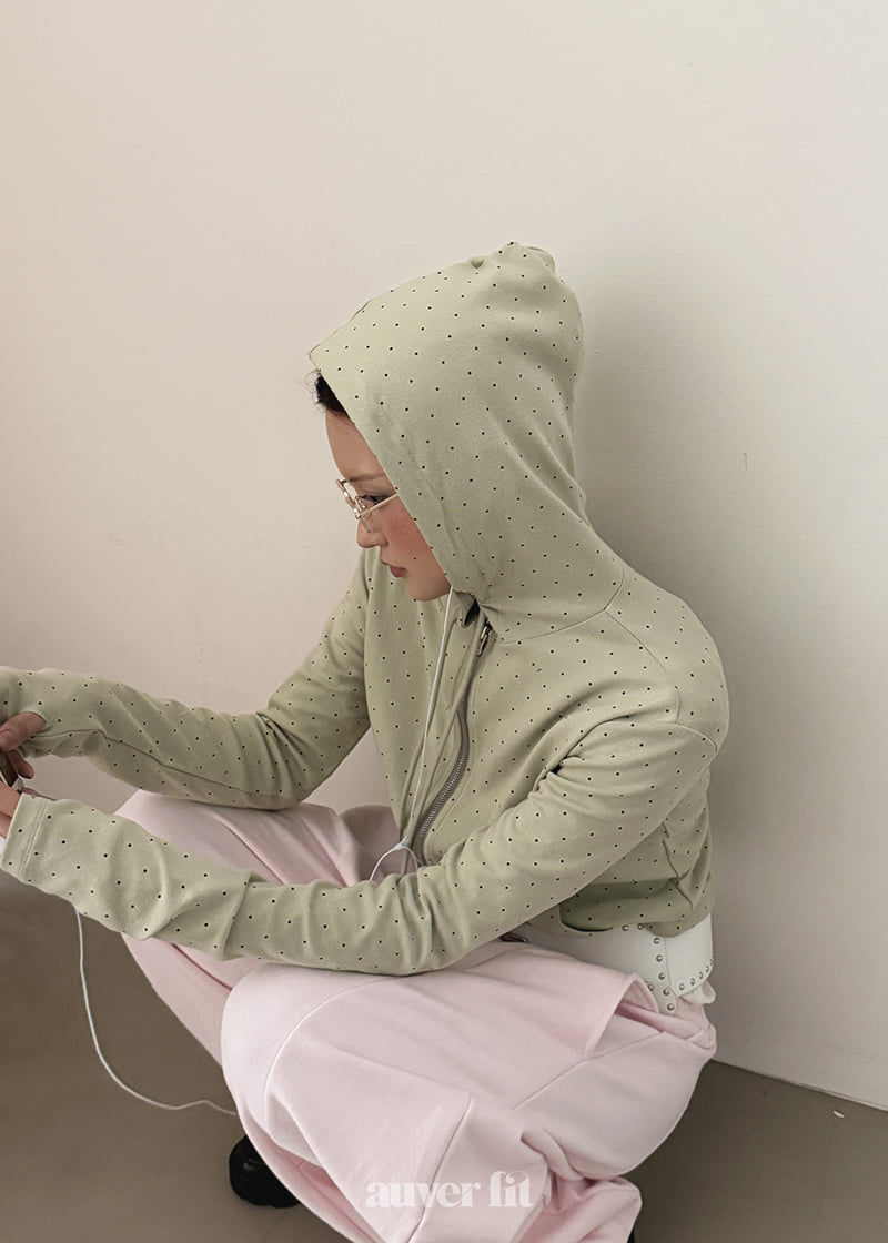 Auver_Fit - Korean Women Fashion - #momslook - Dot Hood Jumper - 3
