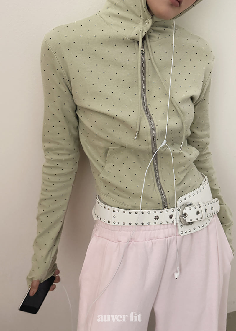 Auver_Fit - Korean Women Fashion - #momslook - Dot Hood Jumper - 5