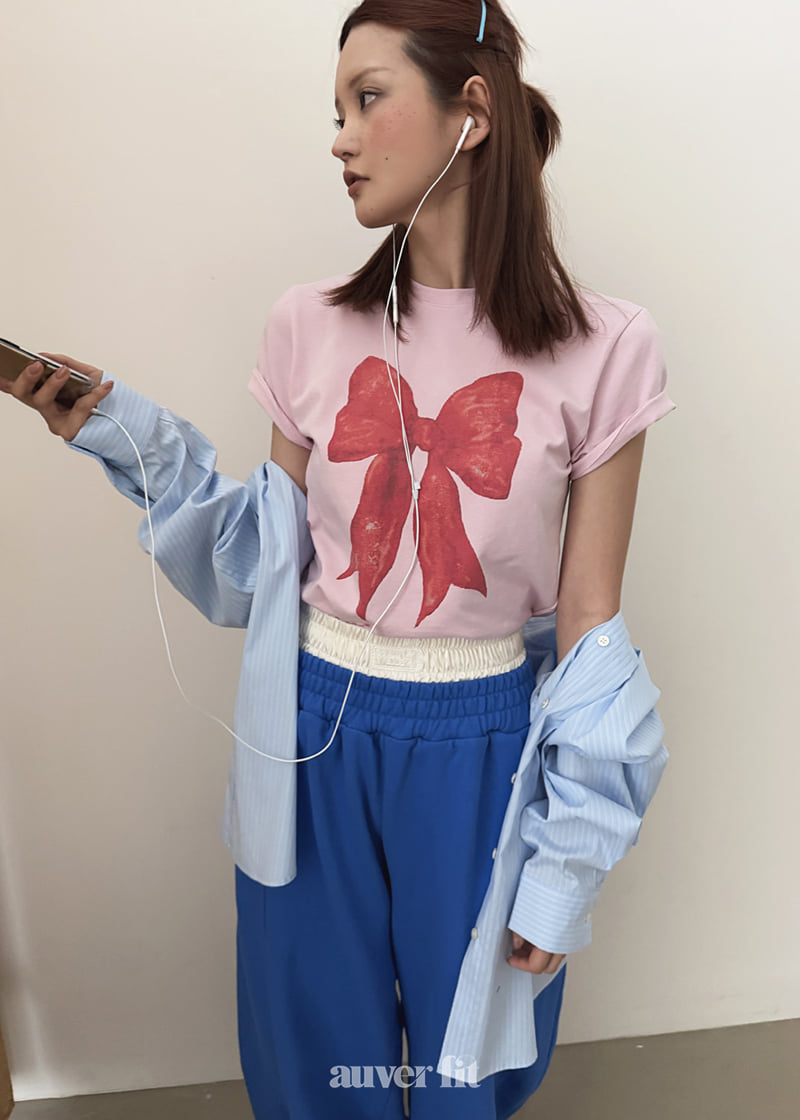 Auver_Fit - Korean Women Fashion - #womensfashion - Ribbon Heart Tee - 4