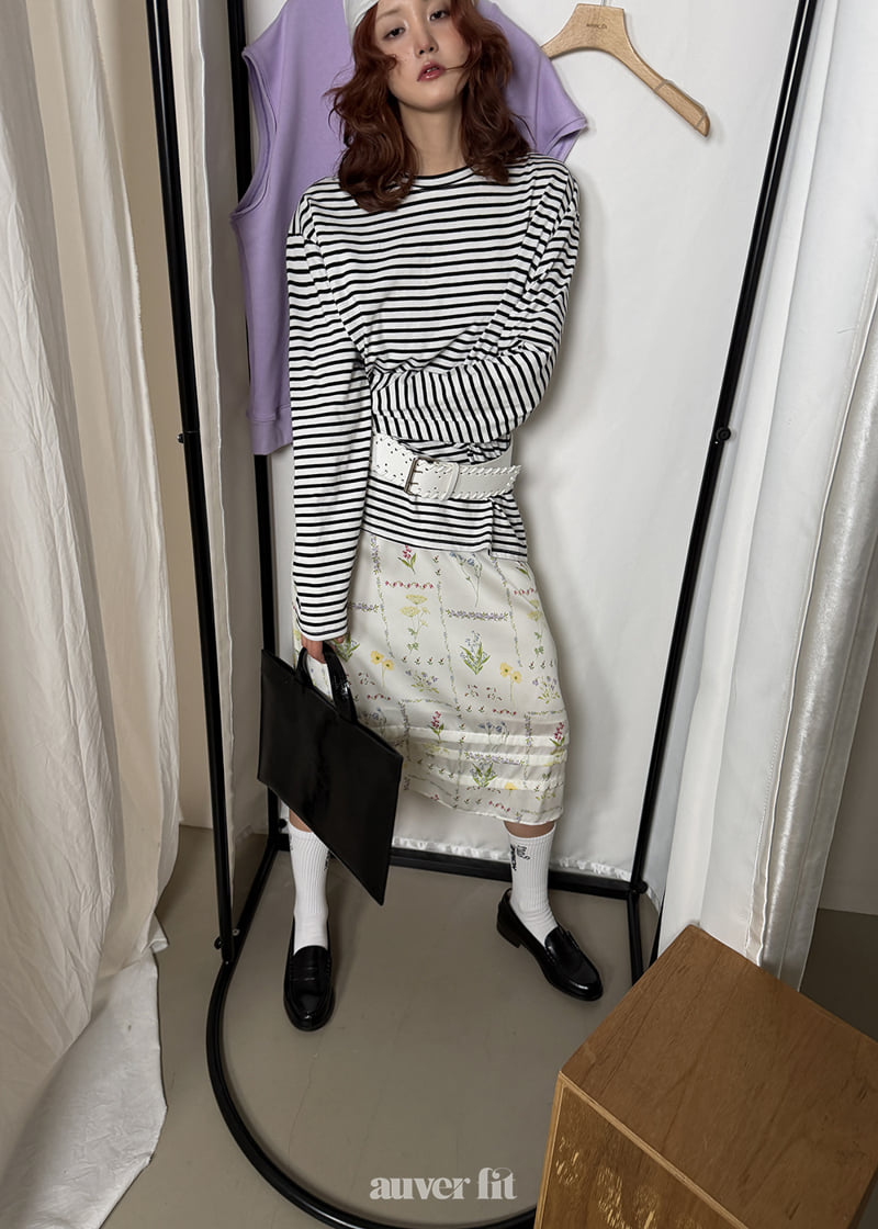 Auver_Fit - Korean Women Fashion - #momslook - Striped Long Sleeve Tee - 10