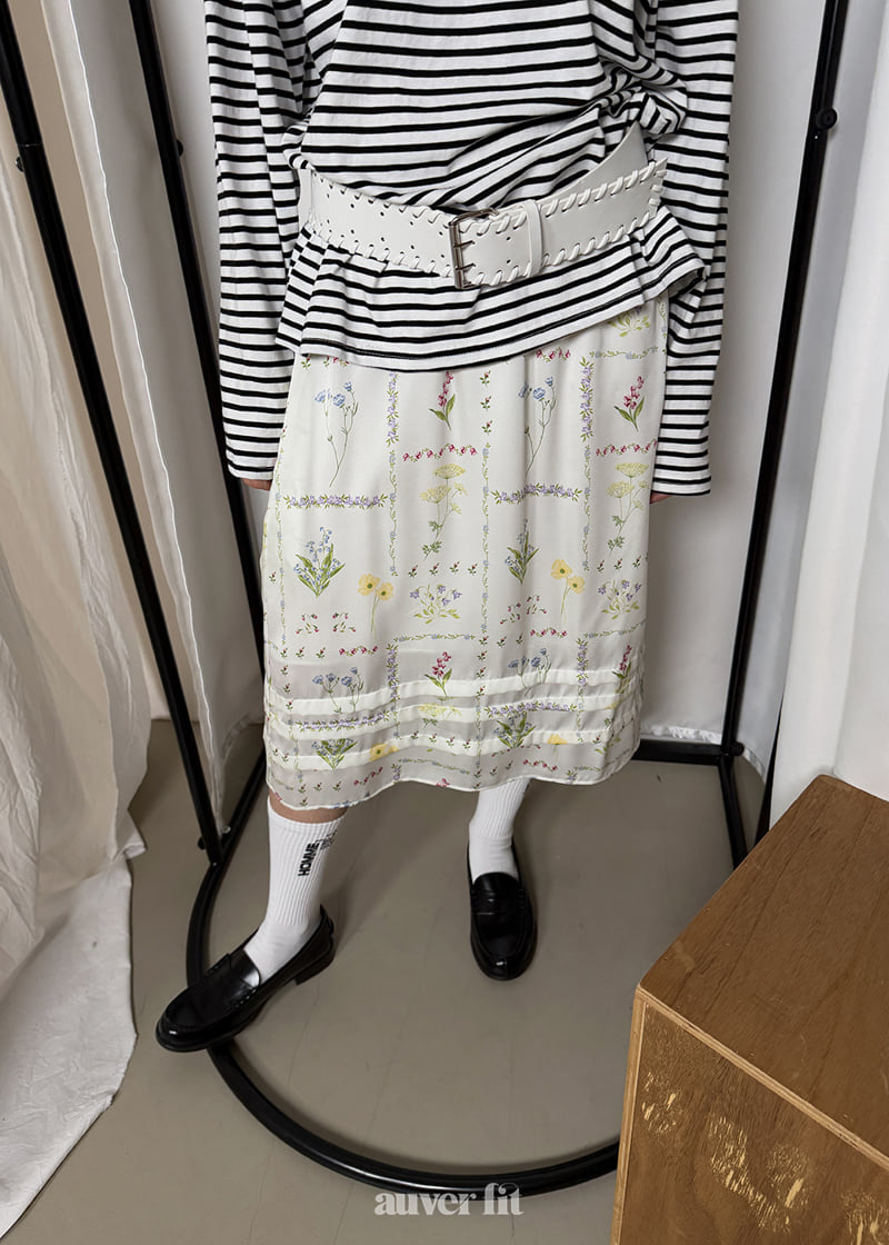 Auver_Fit - Korean Women Fashion - #momslook - Flower Pintuck Midi Skirt - 7