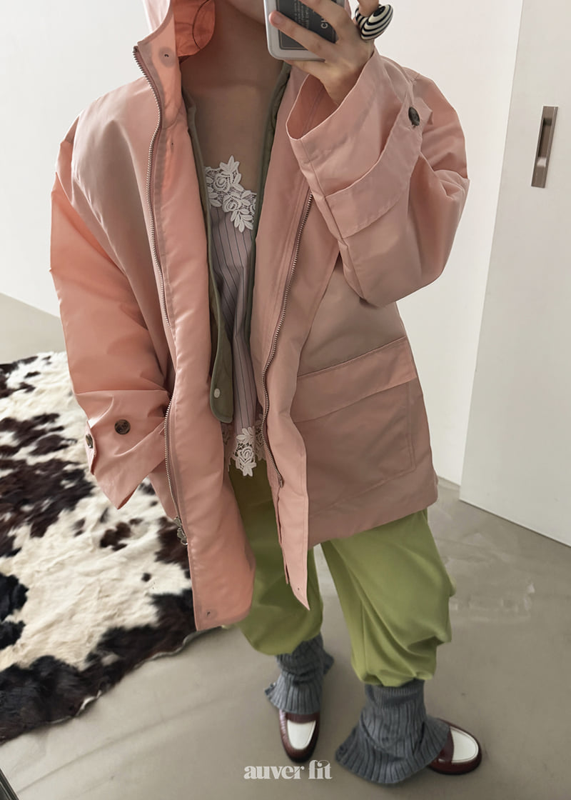 Auver_Fit - Korean Women Fashion - #vintagekidsstyle - Hooded Half Jacket Set - 4