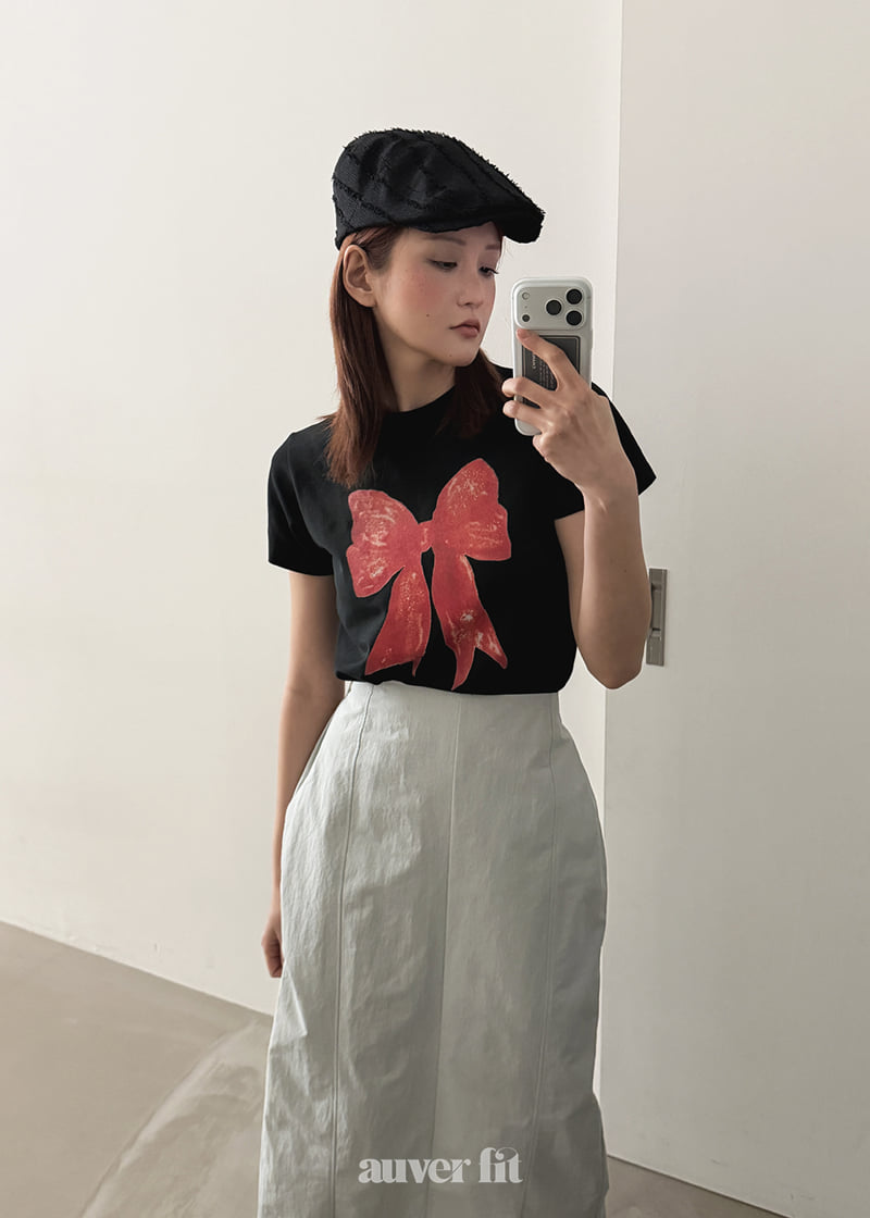 Auver_Fit - Korean Women Fashion - #pursuepretty - Ribbon Heart Tee - 10