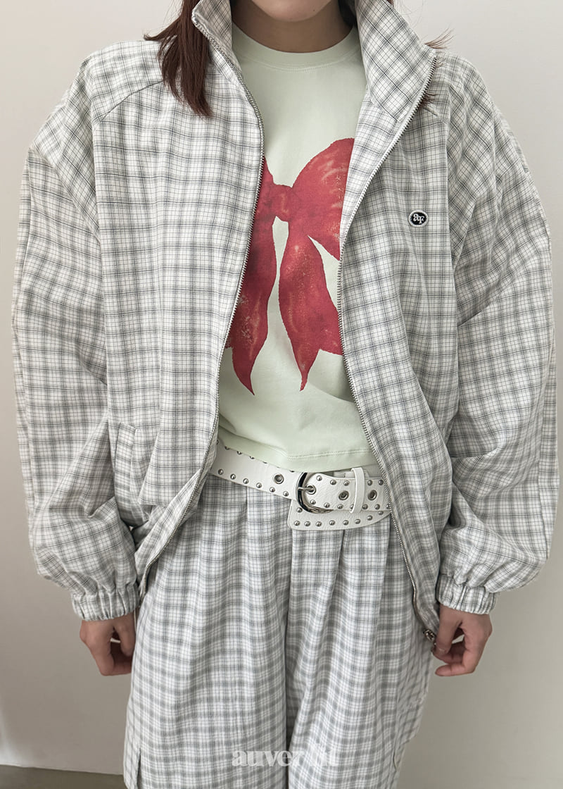 Auver_Fit - Korean Women Fashion - #pursuepretty - Check Track Zip-Up - 8