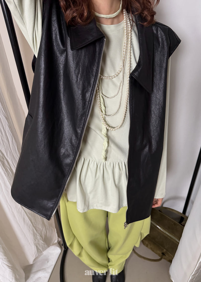 Auver_Fit - Korean Women Fashion - #restrostyle - Glossy Shirt Vest - 3