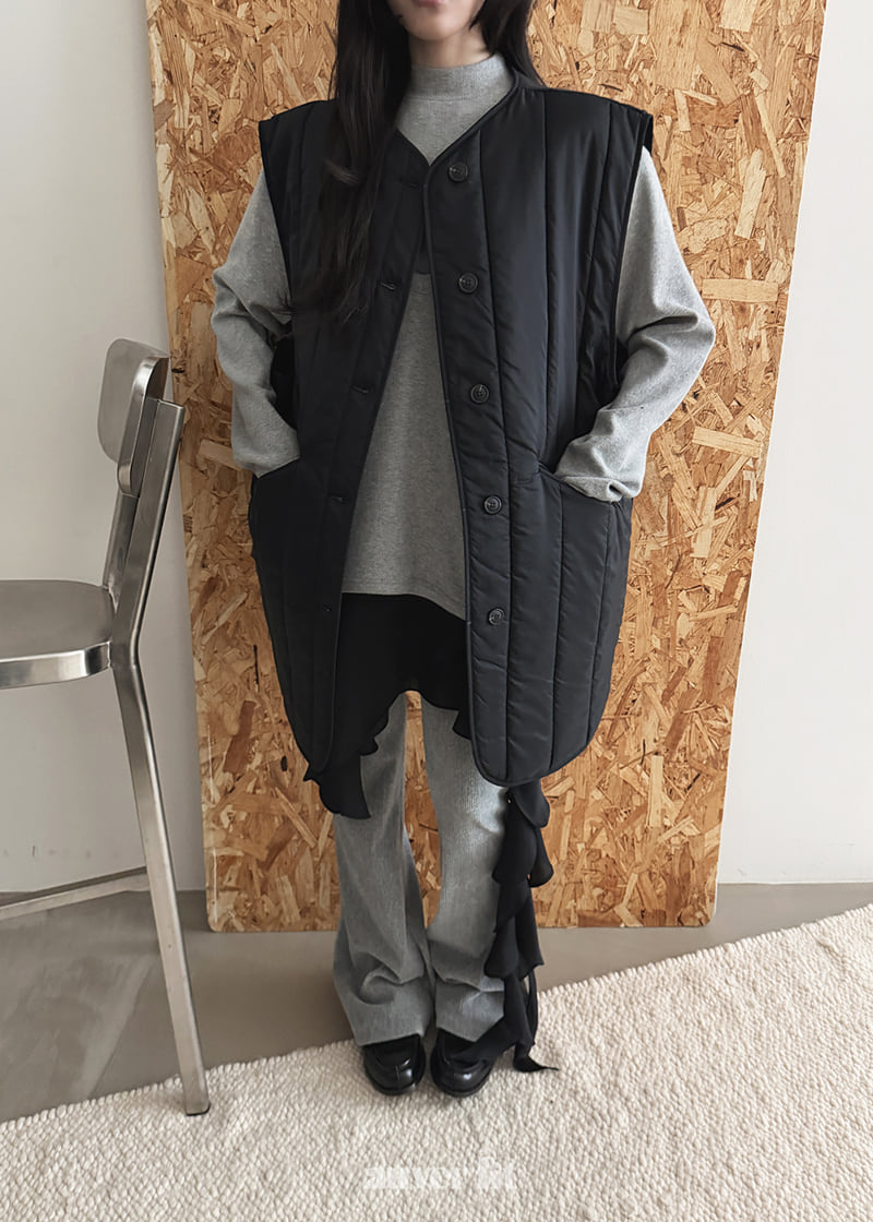 Auver_Fit - Korean Women Fashion - #shopsmall - Stripe Quilted Vest - 12