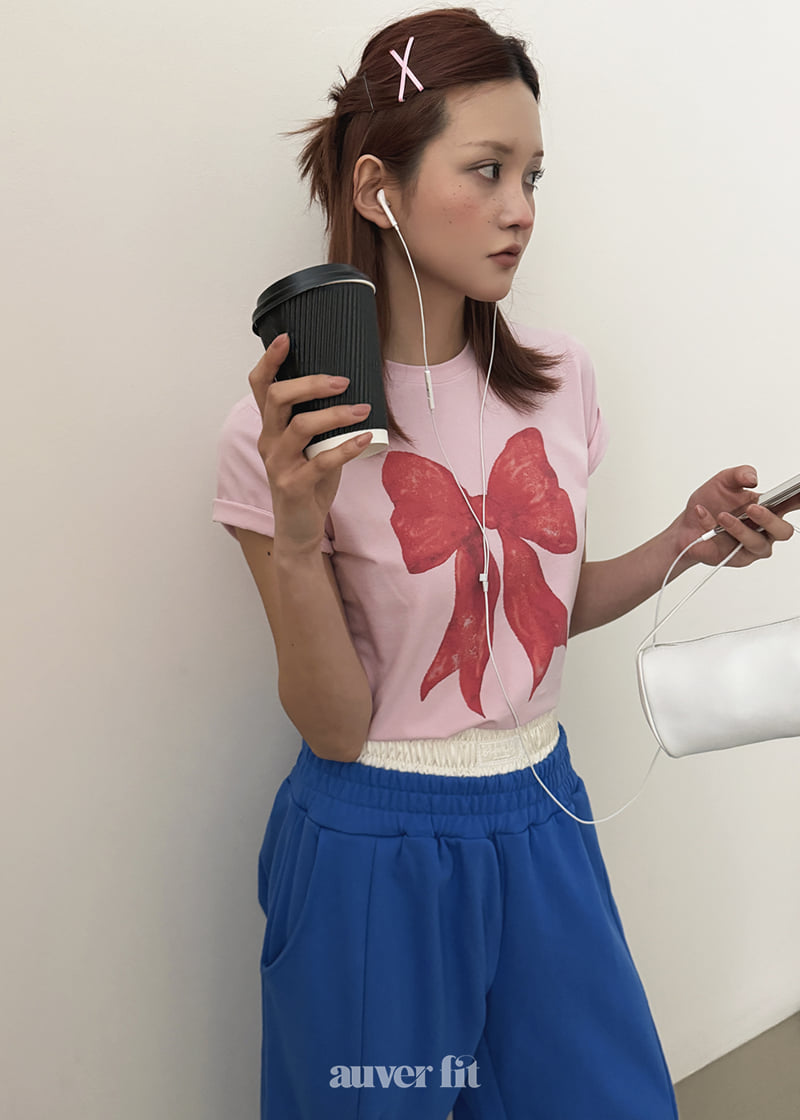 Auver_Fit - Korean Women Fashion - #vintagekidsstyle - Ribbon Heart Tee - 9