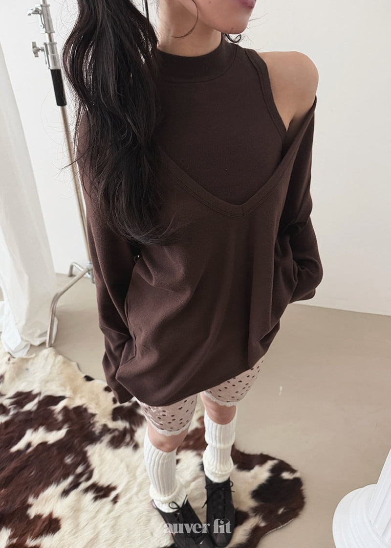 Auver_Fit - Korean Women Fashion - #womensfashion - V-Neck Layered Tee - 11