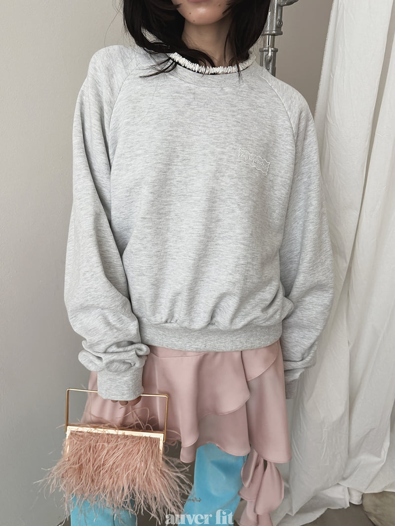 Auver_Fit - Korean Women Fashion - #womensfashion - Wappen Lace Raglan Sweatshirt - 9