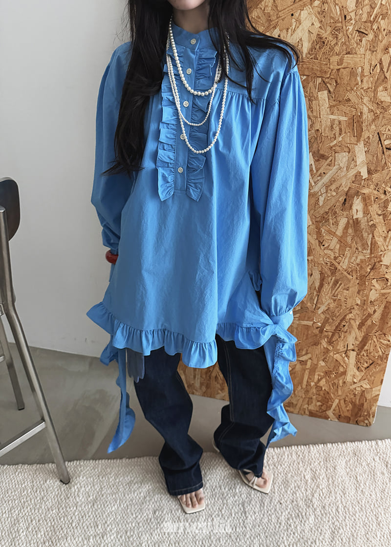 Auver_Fit - Korean Women Fashion - #womensfashion - Side Frill Blouse - 10