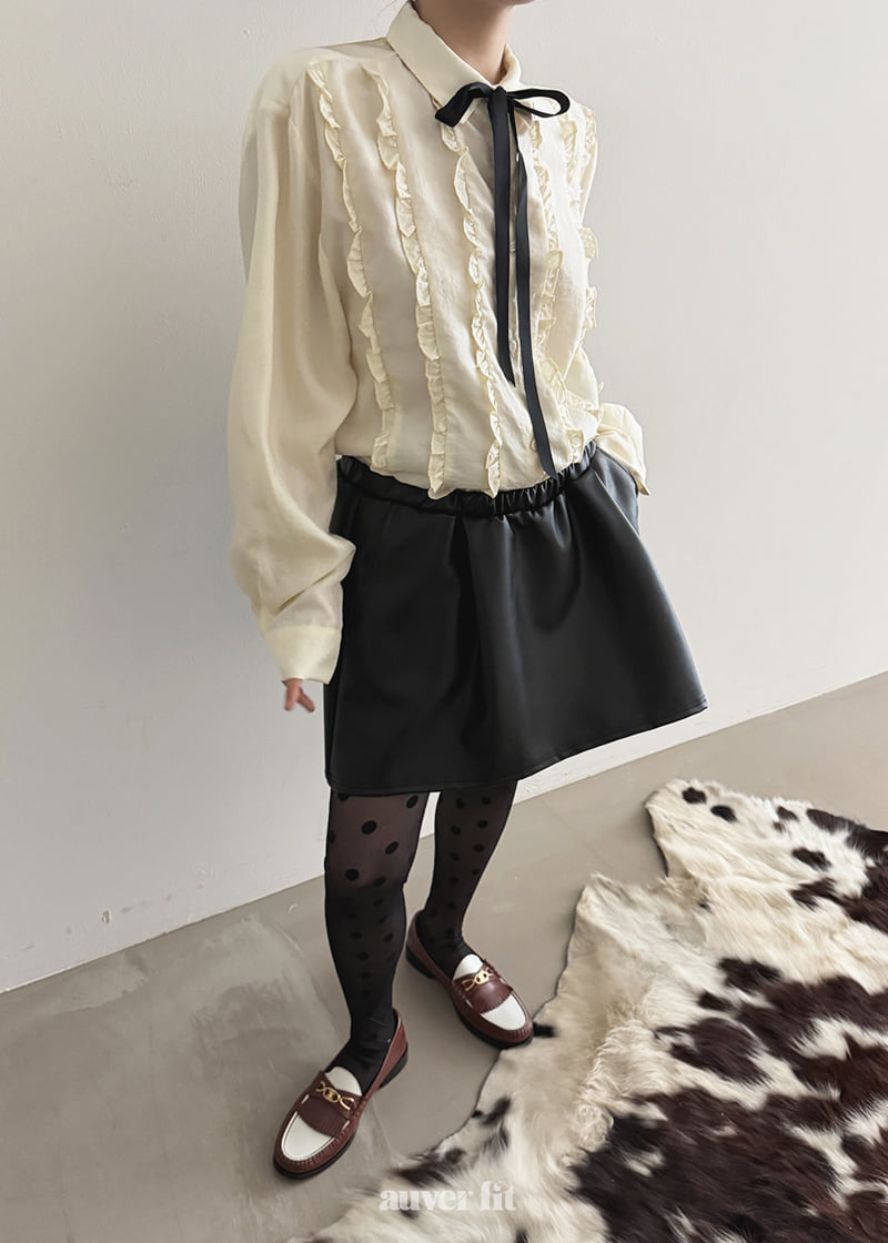Auver_Fit - Korean Women Fashion - #womensfashion - Ribbon Frill Blouse - 6
