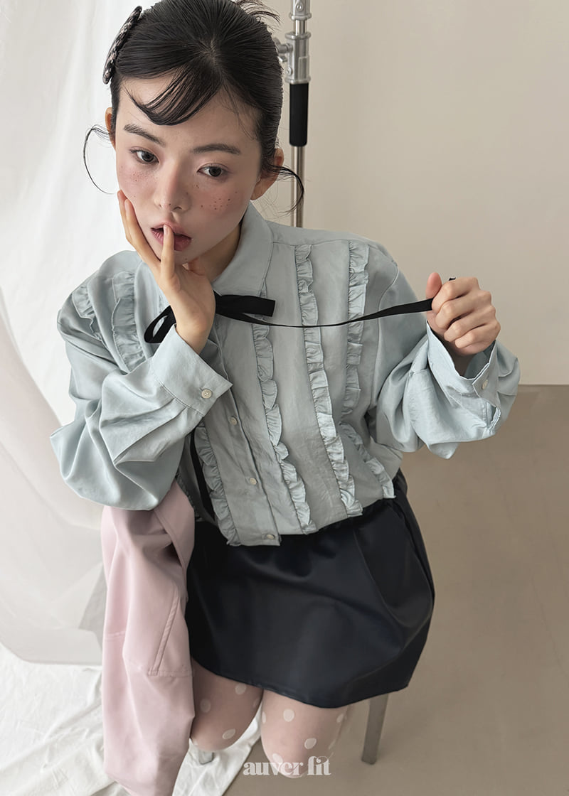 Auver_Fit - Korean Women Fashion - #womensfashion - Ribbon Frill Blouse - 8