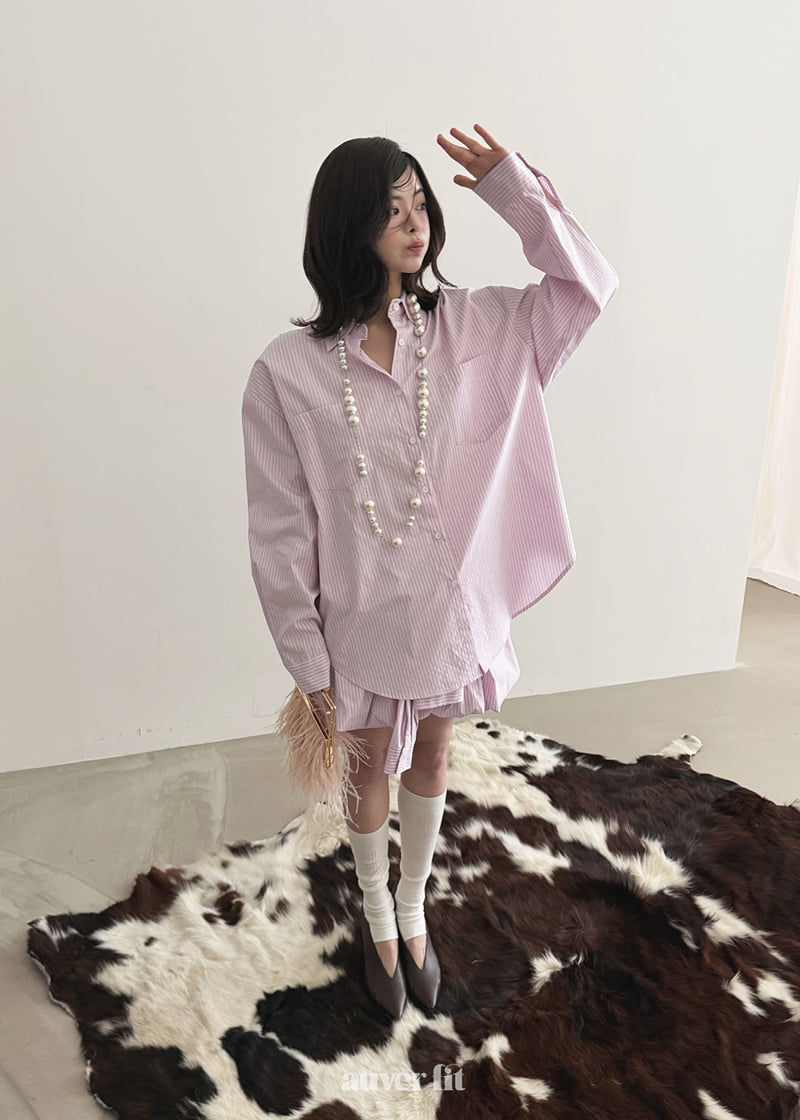 Auver_Fit - Korean Women Fashion - #womensfashion - Stripe Double Pocket Shirt - 10