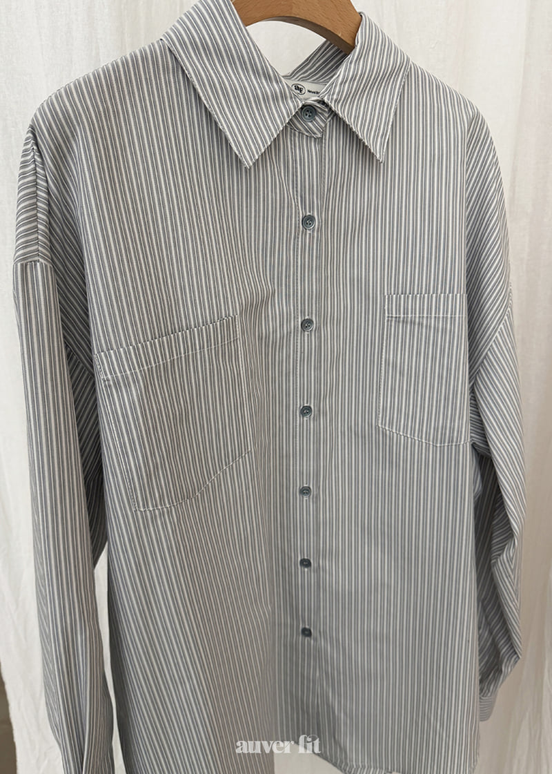 Auver_Fit - Korean Women Fashion - #womensfashion - Stripe Double Pocket Shirt - 8