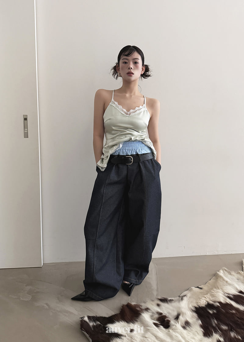 Auver_Fit - Korean Women Fashion - #womensfashion - Double Roll-Up Denim Pants