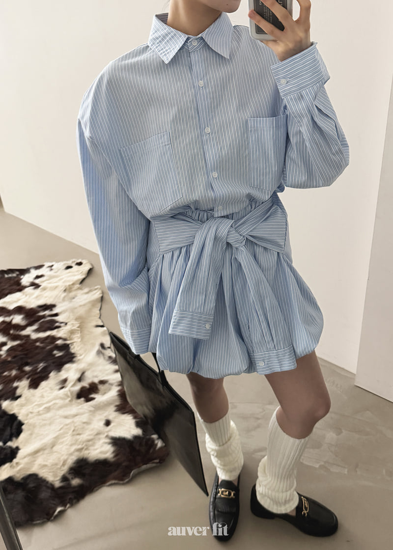 Auver_Fit - Korean Women Fashion - #womensfashion - Stripe Double Pocket Set - 3