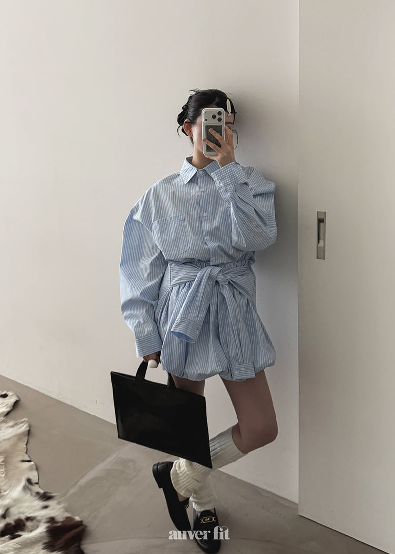 Auver_Fit - Korean Women Fashion - #womensfashion - Stripe Double Pocket Set - 5
