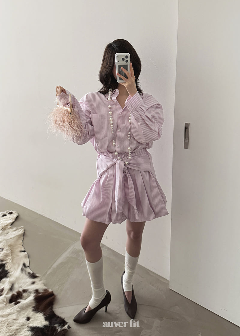 Auver_Fit - Korean Women Fashion - #womensfashion - Stripe Double Pocket Set - 9
