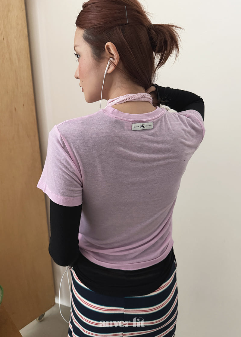 Auver_Fit - Korean Women Fashion - #womensfashion - Mild Round Short Sleeve Tee - 11
