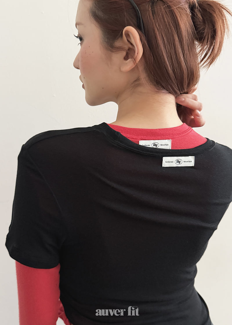 Auver_Fit - Korean Women Fashion - #womensfashion - Mild Round Short Sleeve Tee - 9