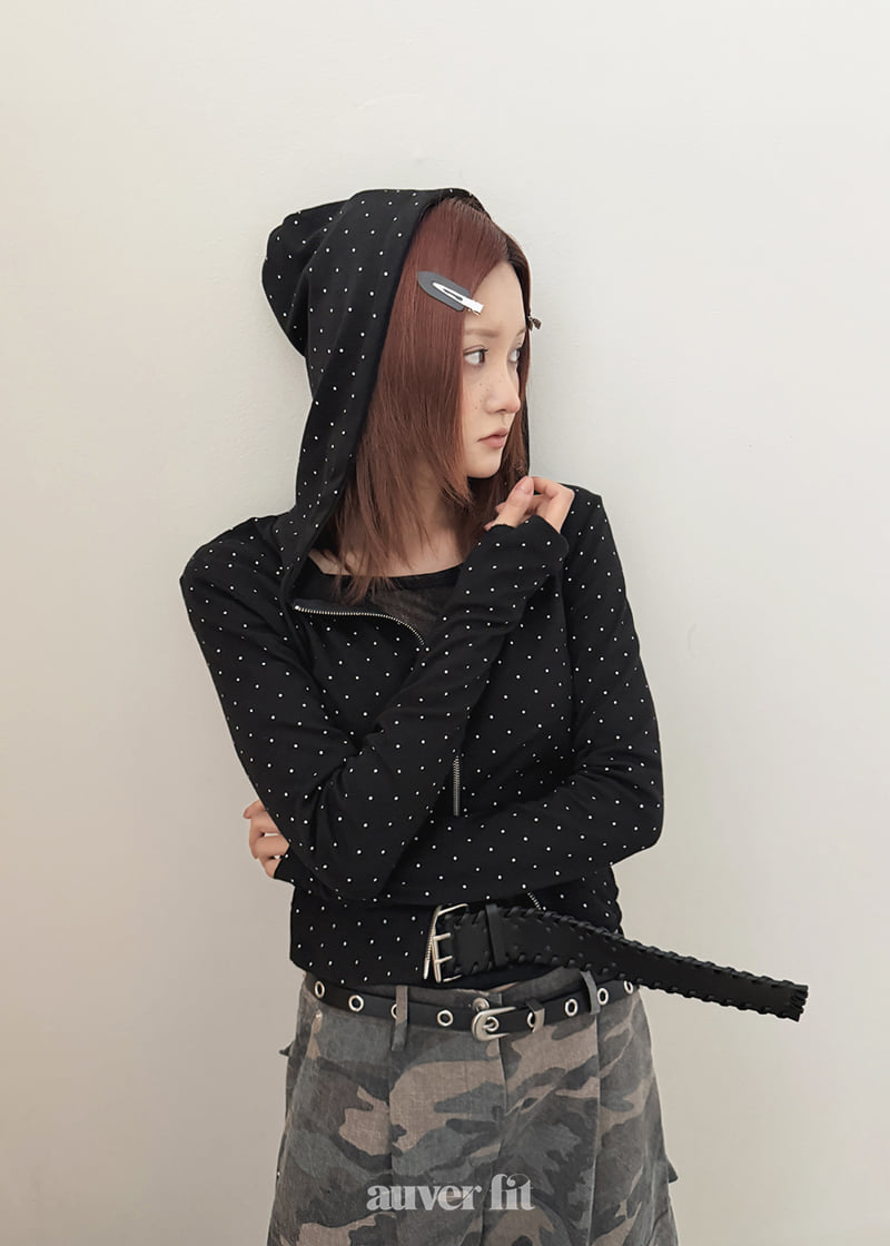 Auver_Fit - Korean Women Fashion - #womensfashion - Dot Hood Jumper - 12