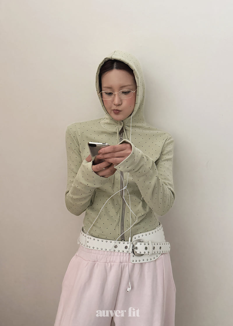 Auver_Fit - Korean Women Fashion - #womensfashion - Dot Hood Jumper - 2