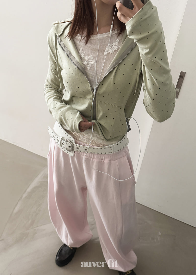Auver_Fit - Korean Women Fashion - #momslook - Dot Hood Jumper - 4