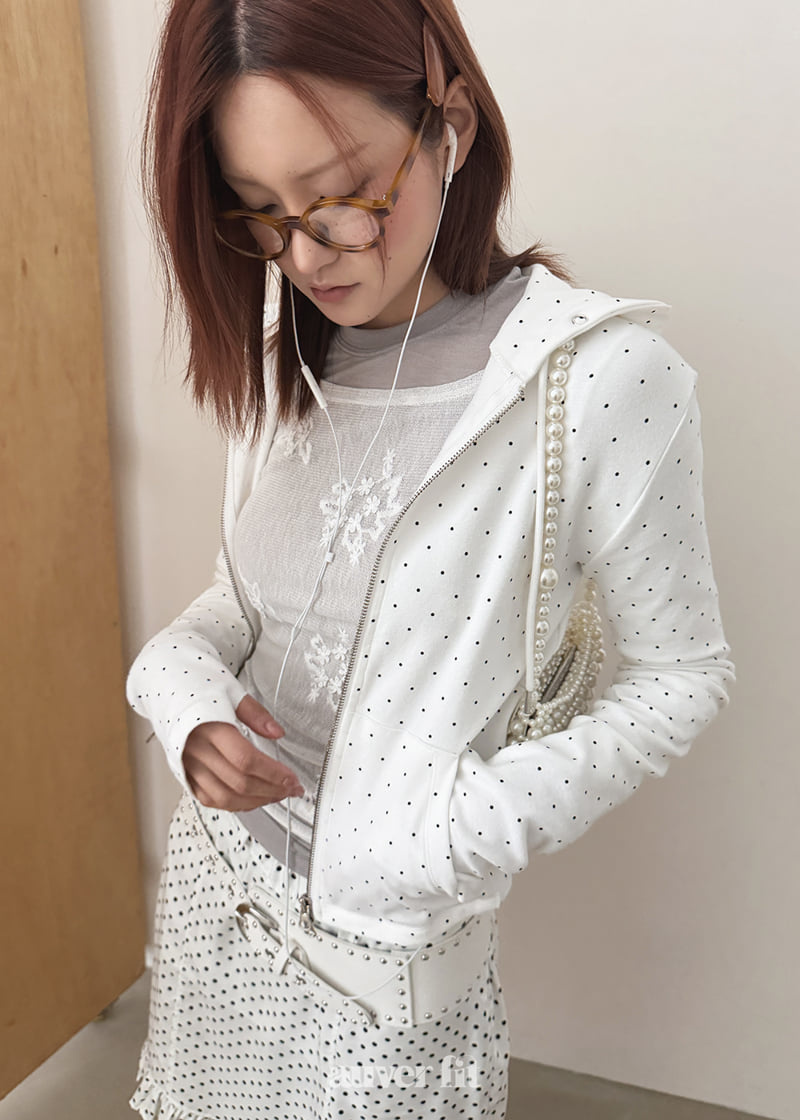 Auver_Fit - Korean Women Fashion - #womensfashion - Dot Hood Jumper - 8