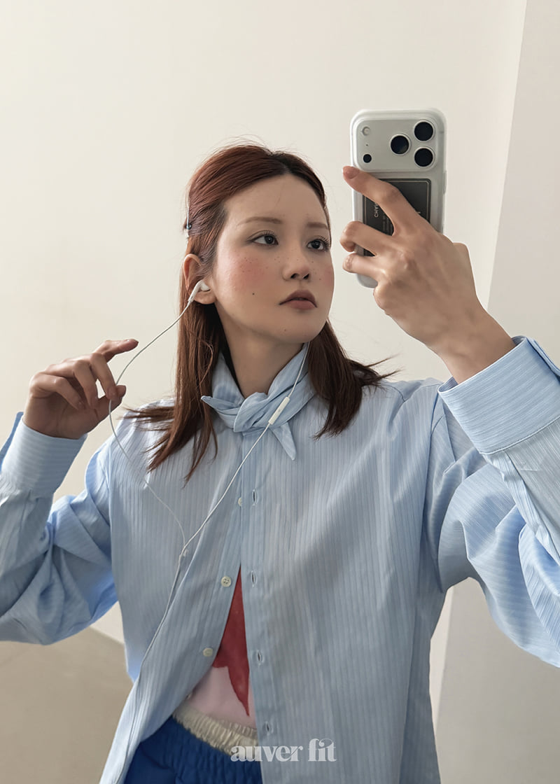 Auver_Fit - Korean Women Fashion - #womensfashion - Wire Collar Shirt