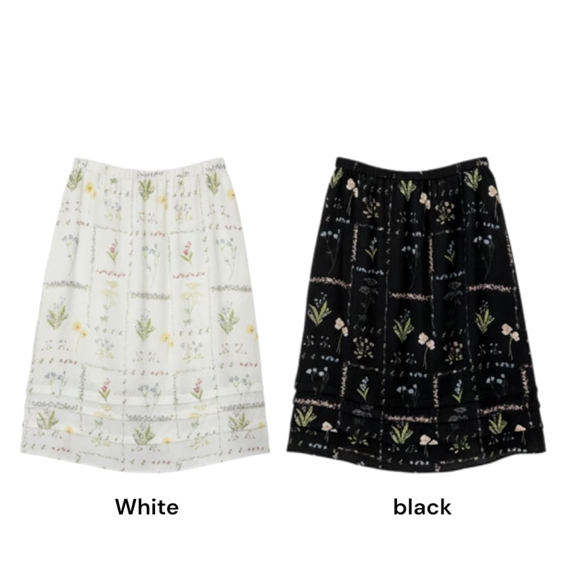 Auver_Fit - Korean Women Fashion - #womensfashion - Flower Pintuck Midi Skirt - 12