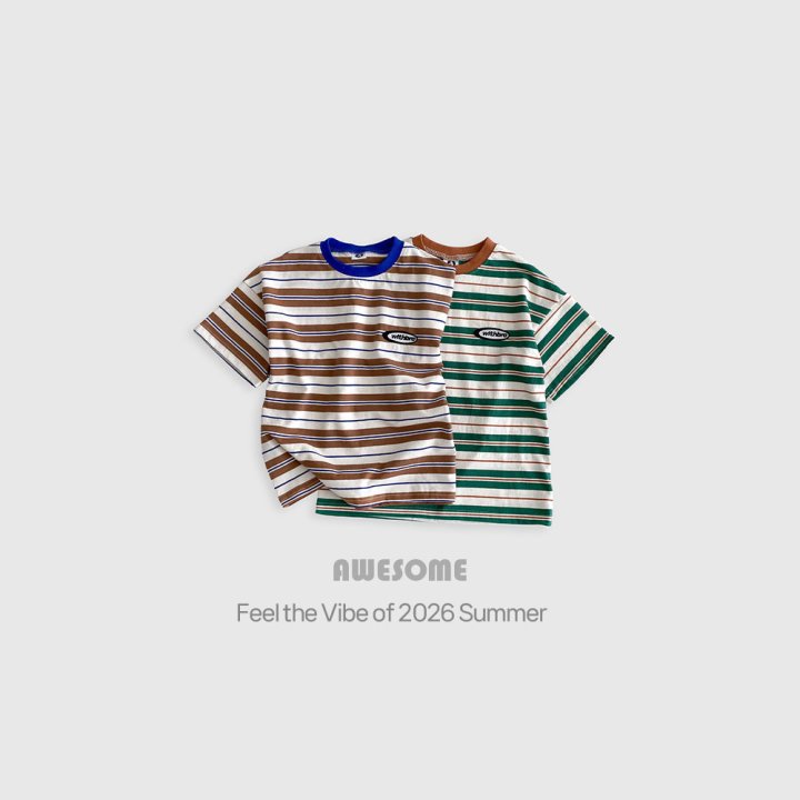 Awesome Bebe - Korean Children Fashion - #Kfashion4kids - With Stripe Short Sleeve Tee - 12