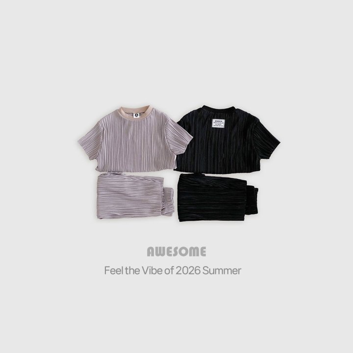 Awesome Bebe - Korean Children Fashion - #fashionkids - Pleats Top Bottom Set - 4