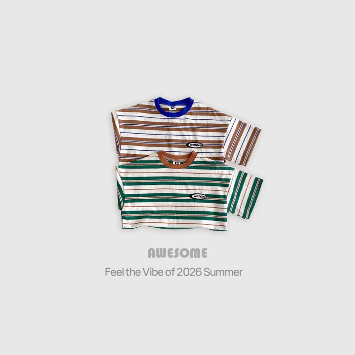 Awesome Bebe - Korean Children Fashion - #kidsstore - With Stripe Short Sleeve Tee - 10