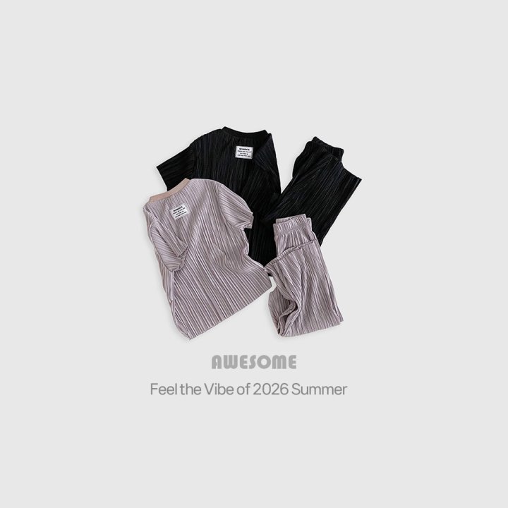 Awesome Bebe - Korean Children Fashion - #kidsstore - Pleats Top Bottom Set - 5