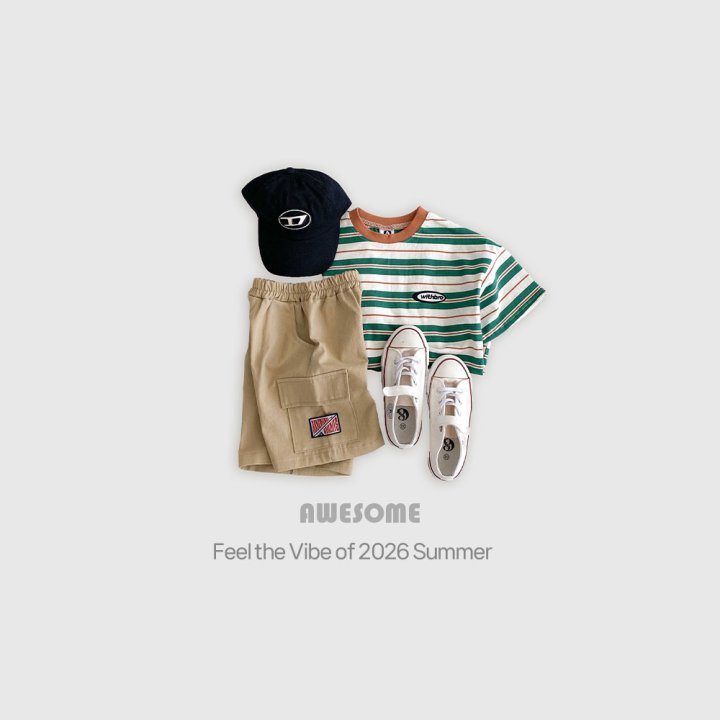 Awesome Bebe - Korean Children Fashion - #toddlerclothing - With Stripe Short Sleeve Tee - 2