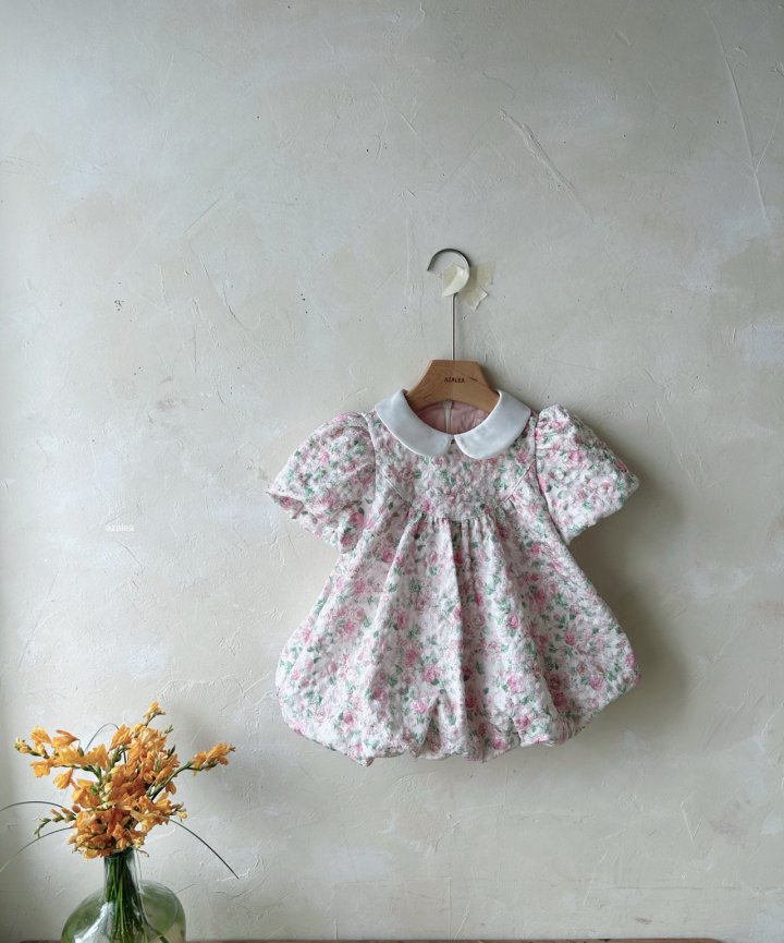 Azalea - Korean Children Fashion - #kidsshorts - Jacquard Rose One-piece - 4