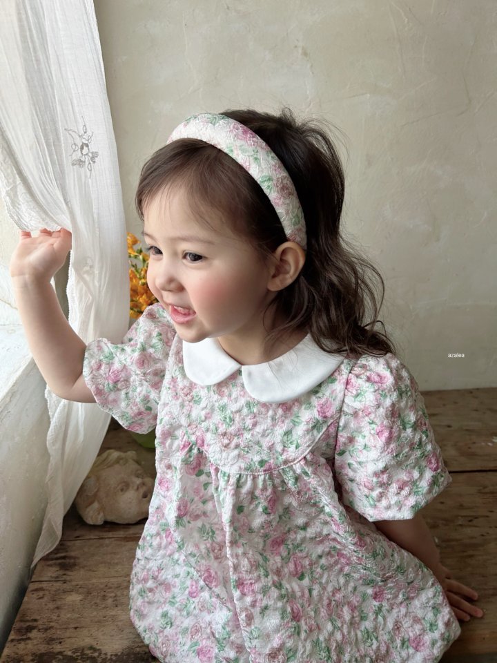 Azalea - Korean Children Fashion - #minifashionista - Jacquard Rose One-piece - 9