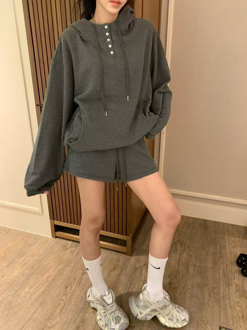 Badcalm - Korean Women Fashion - #momslook - Waffle Hoodie Tee - 11