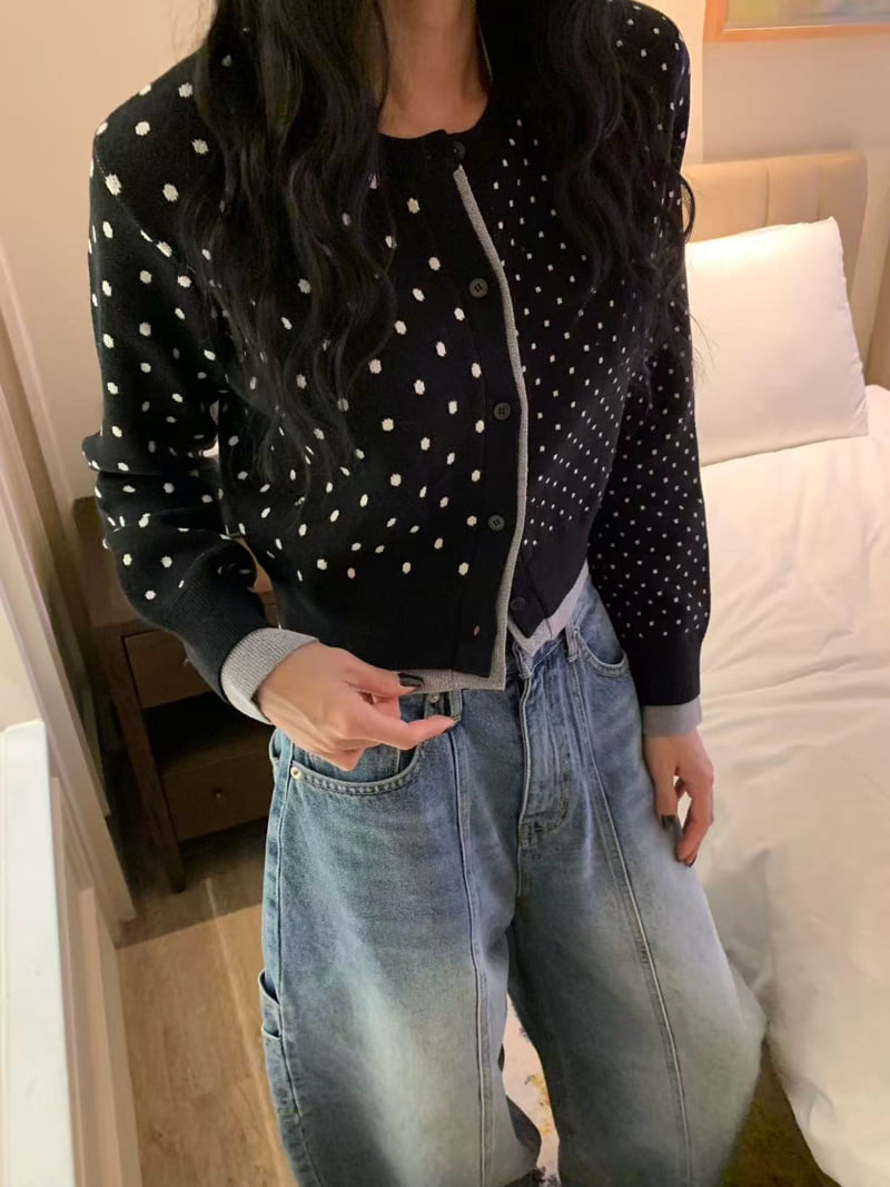 Badcalm - Korean Women Fashion - #momslook - Dot Cardigan - 7