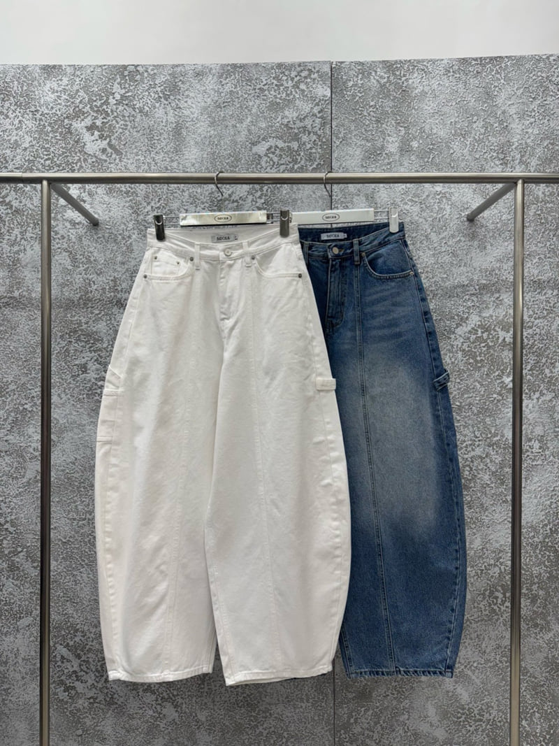 Badcalm - Korean Women Fashion - #momslook - Carpenter Curved Denim Pants - 10
